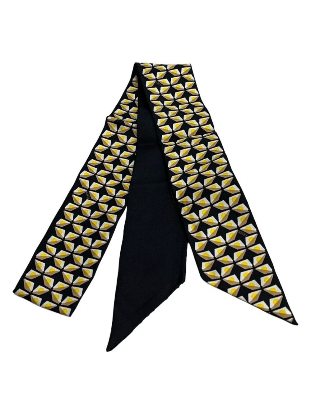Fendi Scarf Black Beige Multi Ribbon